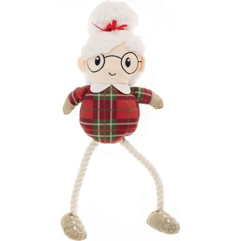 Gioco natalizio per cani peluche nonna con corda 43 cm