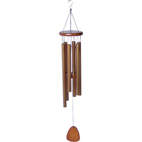 Ornement pendentif carillon éolien à six tubes en métal doré (1/5)