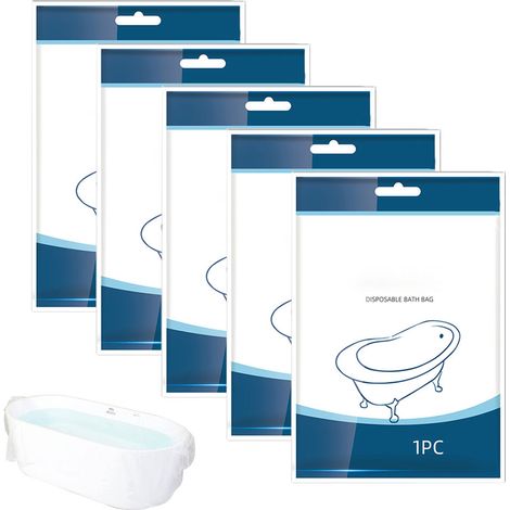 5 sacs de bain jetables, PEHD transparent, 120 × 320 cm, usage unique, pour hôtels et voyages (1/5)