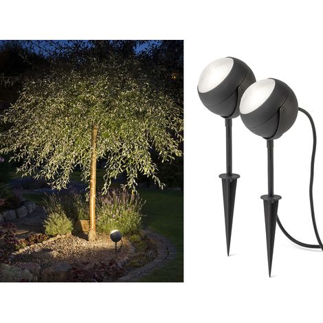 2er-Set LED-Erdspießstrahler Gartenstrahler LECCE 40cm Alu, schwenkbar, 4W, IP44 (1/5)