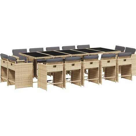 Maison Exclusive - Set comedor de jardín con cojines 15 pzas ratá (1/5)