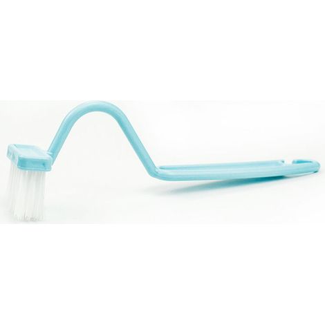 Compact V-shaped toilet brush with curved handle, hygiene brush, plastic bathroom brush, blue - AquaForge (1/5)