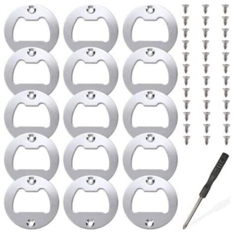 15 inserts métal pour décapsuleurs DIY, kit complet ouvre-bouteilles résine avec tournevis, 4cm diamètre (1/4)
