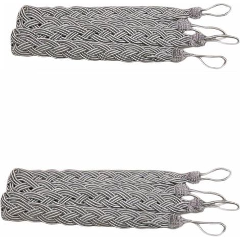 Lot de 2 paires d'embrasses en corde gris pour rideaux. (1/3)