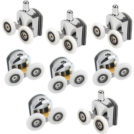 8 pièces 23mm Roulettes pour porte de douche, Roulette Porte Coulissante Douche, Roulettes pour Porte Coulissante, Pour porte coulissante, En verre, 4 en haut et 4 en bas (1/5)