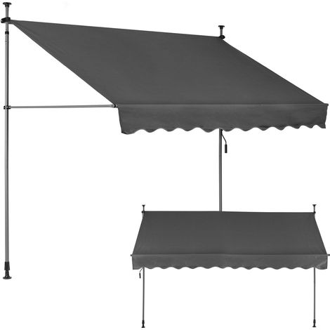 Balkon-Sonnenschutz-Markise 300x120 cm, höhenverstellbar, wasserdicht mit Handkurbel, Grau MultiGarden