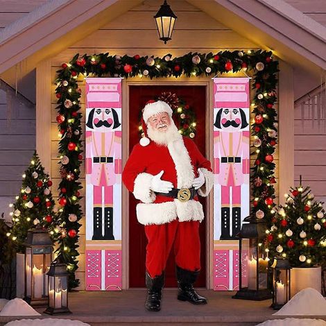 Décorations de Noël Casse-Noisette à suspendre, lot de 2 bannières Casse-Noisette, figurine de soldat, pour porte d'entrée, porche, jardin, décoration intérieure (1/5)