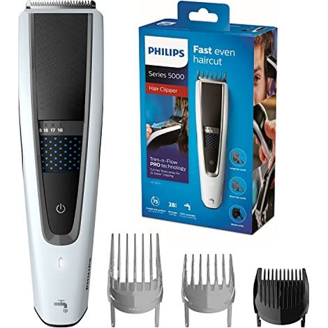 Philips  HC5610/15  Tagliacapelli  Con o senza filo  Numero di impostazioni di lunghezza: 28  Precisione di taglio: 1 mm  Nero/Grigio (1/4)