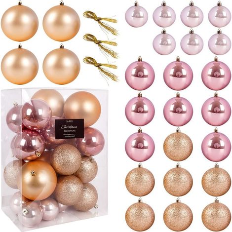 Palline di Natale infrangibili rosa 6-10 cm 26 pezzi. (1/5)