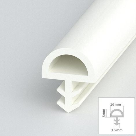 Guarnizione in gomma a forma di D per telai di porte o finestre, guarnizione in silicone scanalata, larghezza 0,39 pollici, bianca, 5 m/16 piedi (1/5)