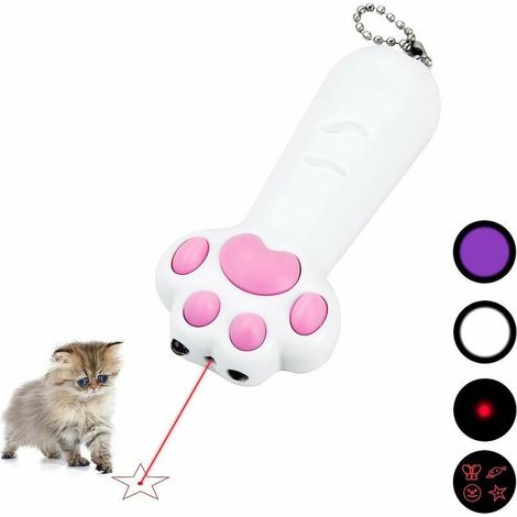 Laser-Spielzeug für Katzen, 7-in-1-LED-Pfoten-förmiger Zeiger, 3 Leuchtmodi, Trainingsgerät für Katzen und Hunde (1/5)