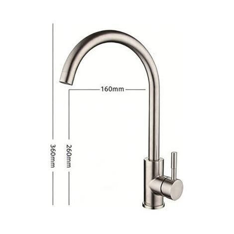 TAISHENGDA-Mitigeur d'évier de cuisine avec alimentation en eau chaude et froide Mitigeur d'évier double usage en acier inoxydable 304 (finition brossée, grand coude) Comprend un tuyau d'arrivée de 60 (1/5)