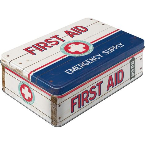 Nostalgic-Art Contenitori di Latta retrò Piatti First Aid Blue – Idea Regalo per Amanti della Nostalgia, Scatola con Coperchio, Design Vintage, 2,5 l (1/5)