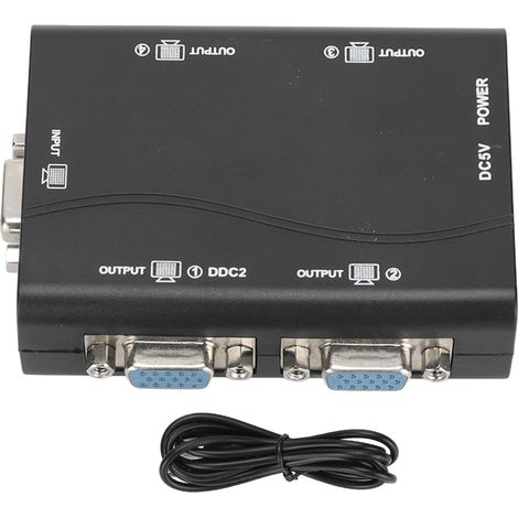 Répartiteur VGA 1 entrée 4 sorties 250MHz 1920x1440 alimenté par USB pour PC portable projecteur écran (1/5)
