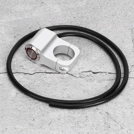 Phare de guidon étanche en acier 25 mm/0,98 po, interrupteur pour phare de moto/vélo, couleur argent (1/5)