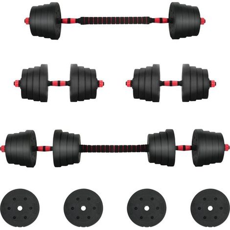 Ensemble d'haltères 2 en 1, 40 kg, ciment noir et rouge, sable de fer (1/5)