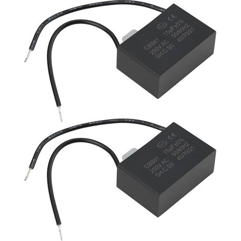 Lot de 2 condensateurs de démarrage de moteur à 2 fils CBB61 250 V 50/60 Hz 15 μF pour ventilateur de plafond (1/5)