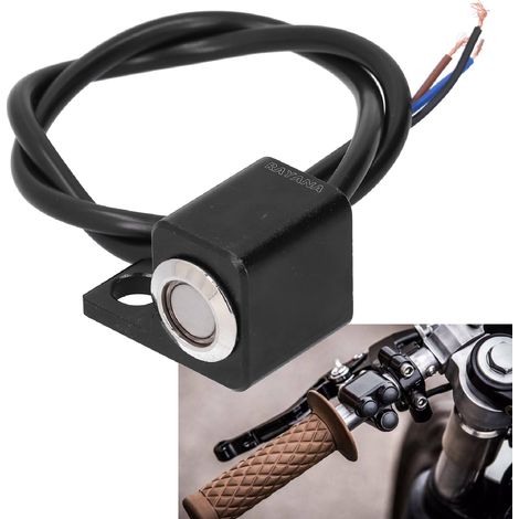 Interrupteur de modification pour guidon de moto avec fonction marche/arrêt bleue (côtés gauche et droit). Convient pour une fixation de 10 mm (bouton verrouillable). Côté gauche. (1/5)