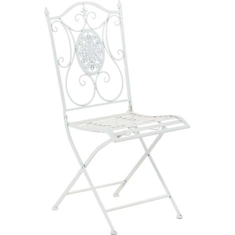 Silla de jardín balcón terraza diseño rústico plegable en metal blanco 100003036 (1/5)