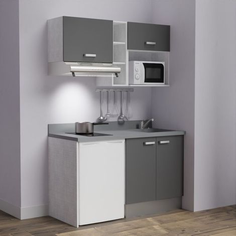 Kochnischen K13L - 140 cm - Grau - Cromo - Spüle rechts