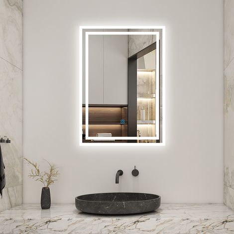 SKY Bathroom LED Mirror 500x700mm with Optional 3 Color Lights Anti-Fog Vertical/Horizontal