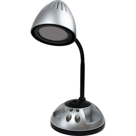 Lampe bureau grise orientable Ampoule LED 3W Socle pivotant vide poche (1/3)