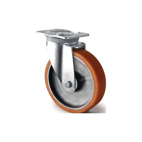 Rueda  giratoria  de  alta  resistencia  D.160mm  Cap.800kg  Rueda  giratoria  Fundición-PU  135mm  110mm  TECWERK (1/2)