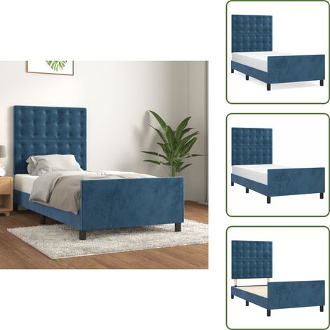 Cama terciopelo - vidaXL Estructura de cama sin colchón terciopelo azul oscuro 90x200 cm - Cama con altura regulable