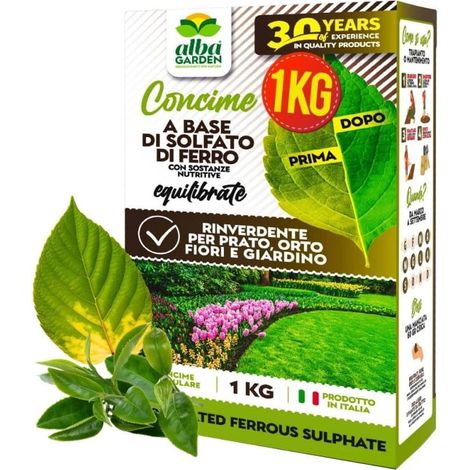 Solfato Di Ferro Granulare Concime Fertilizzante Naturale Biologico, Rinverdente Fogliare e Acidificante Terra per Prato Piante Orto x 1 kg (1/5)