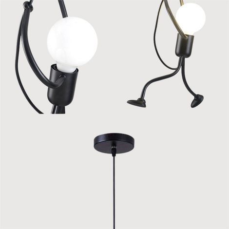 LAMPADA A SOFFITTO A FORMA DI UMANO, NERA, DESIGN UNICO, LOFT, LED. SINGOLA (1/4)