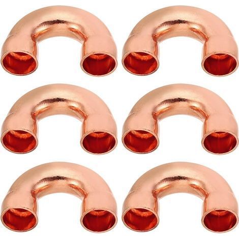 6pcs Raccord Coudé Cuivre pour Tuyaux Gaz, 10mm Raccord Tuyau d'Arrosage Durite Essence, Raccords Tuyauterie à Pression pour HVAC Climatisation Plomberie, Épaisseur 0.8mm - U Forme (1/4)