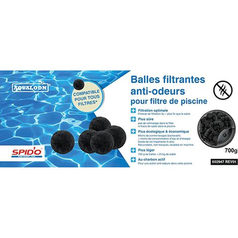 SPIDO - Balles filtrantes black Aqualoon charbon actif 700g