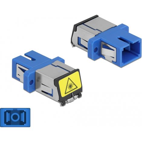 Delock Acoplador de Fibra Ãptica con protecciÃ³n lÃ¡ser flip SC Simplex hembra a SC Simplex hembra Monomodo azul