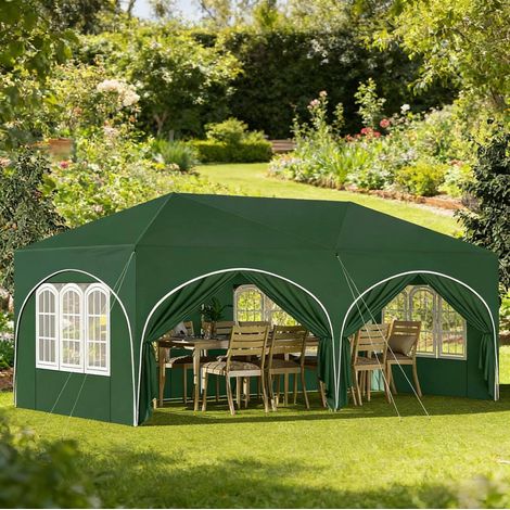 tonnelle pergola 3x6 m pop-up 6 côtés vert OKMYHOME (1/5)