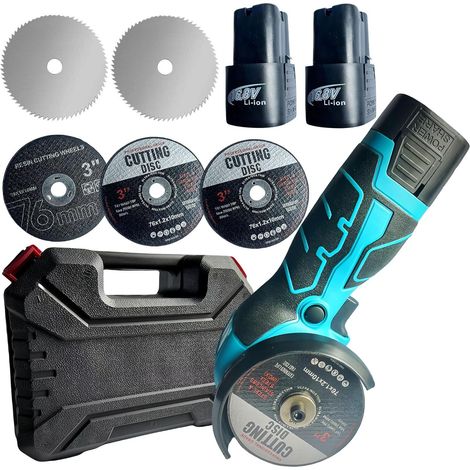 Mini Cordless Grinder 16.8 V, Mini Grinder with 2 Batteries, 28000 RPM, Cutting Discs 76 mm, Suitable for Cutting Polishing Grinding (1/5)