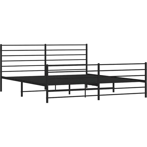 vidaXL Giroletto con Testiera e Pediera Metallo Nero 193x203 cm (1/5)