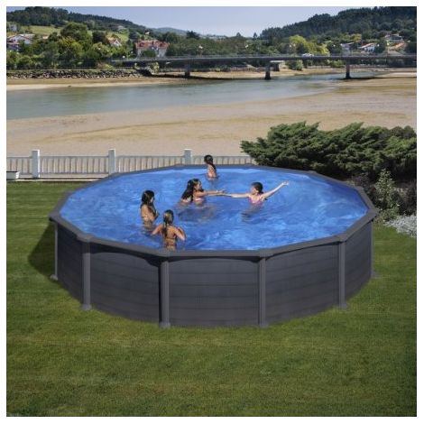 Piscina Gre Redonda Kea Kit460Gf Desmontable Imitacion Grafito Gre