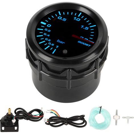 Jeffergarden Kit de Jauge Turbo Boost, Jauge Turbo Boost 2 Pouces 52 Mm avec Capteur de Type Pointeur 7 Couleurs Rétroéclairage LED Universel pour Voitures Modifiées à Essence (1/5)