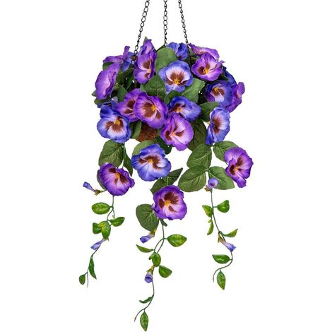 Kunstblumen Stiefmütterchen Hängend Pflanzen Künstlich Blumen Pansy 70cm (1/5)