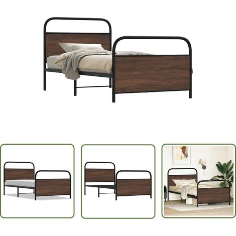 vidaXL Bettgestell ohne Matratze 90x200 cm Braun Eichen-Optik (1/5)