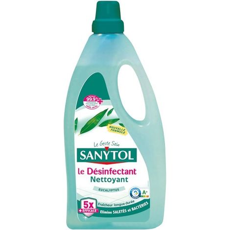 Désinfectant nettoyant multi-surface eucalyptus 1 L – Détruit 99.9% des bactéries et virus – Testé dermatologiquement – Parfum frais – Sanytol (1/2)