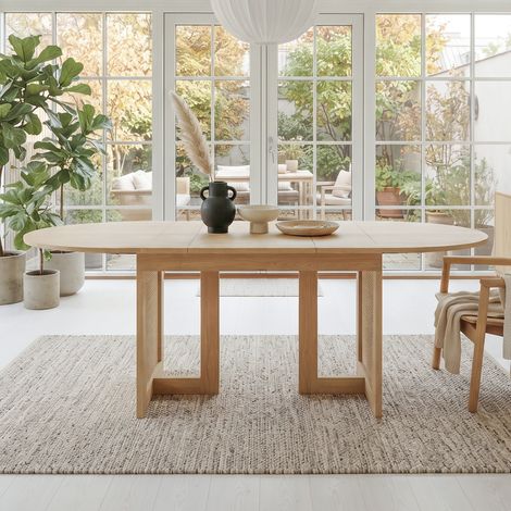 Mesa comedor extensible MDF roble bordes redondeados OKMYHOME (1/5)