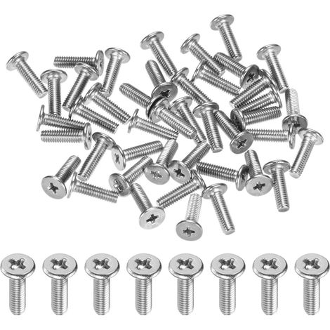 100-Pack Vis À Tête Plate, M3x10mm Acier Inoxydable 304 Phillips Mini Vis Pour Machines/Équipements, Fixation À Entraînement Croisé (1/5)