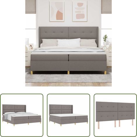 Matelas ferme -  Lit à ressorts avec matelas Taupe 200 x 200 cm tissu (1/5)