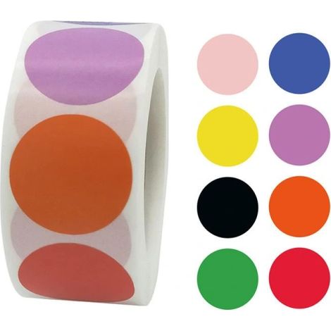 500 autocollants autocollants - motif pois/pois multicolore
