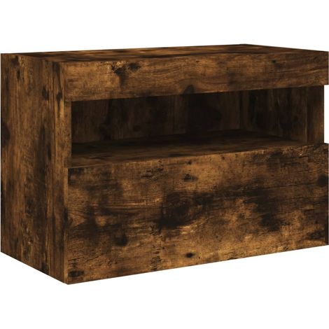 Mobile TV multimediale scaffale per televisione televisione buffet sala da pranzo soggiorno camera da letto a parete con luci LED rovere affumicato 60 x 30 x 40 cm marrone 020027987