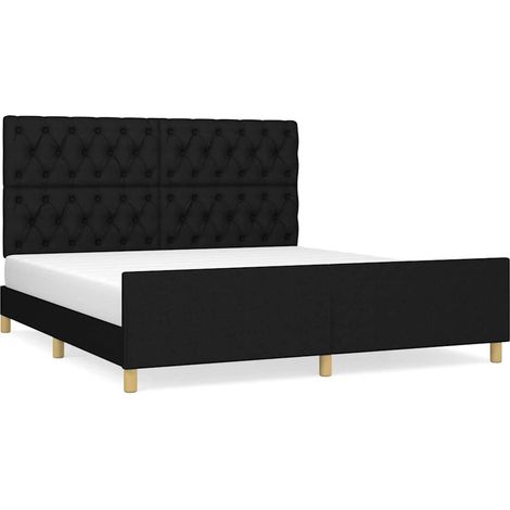 Lit double  Lit adulte  Cadre de lit sans matelas noir 160x200 cm tissu (1/5)
