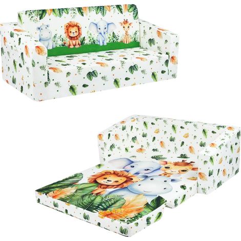 Children's 2 Seater Sofa Bed Armchair Child Animals (1/5)