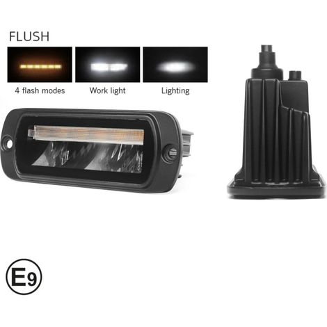 Promolink LED-Kombinations-Halogen-/Arbeitsleuchte mit weißem Tagfahrlicht (DRL) und Warnleuchte R65, zum Einbau, 4 Funktionen,