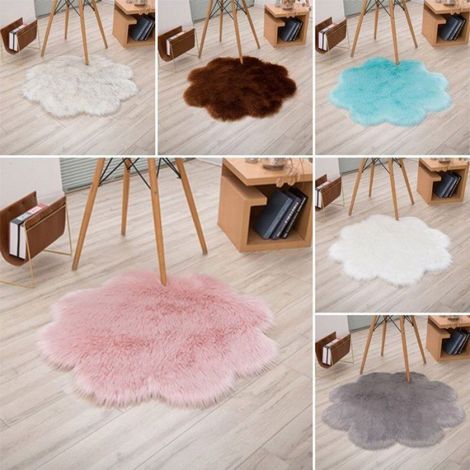 Tapis Fausse Fourrure - 30 cm x 45 cm - Pour Intérieur Maison Bureau Chambre - Blanc - 1 Pièce (1/5)